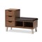 Baxton Studio Arielle Walnut Wood 3-Drawer Shoe Storage Bench with Two Open Shelves 129-6462 - alternate 1